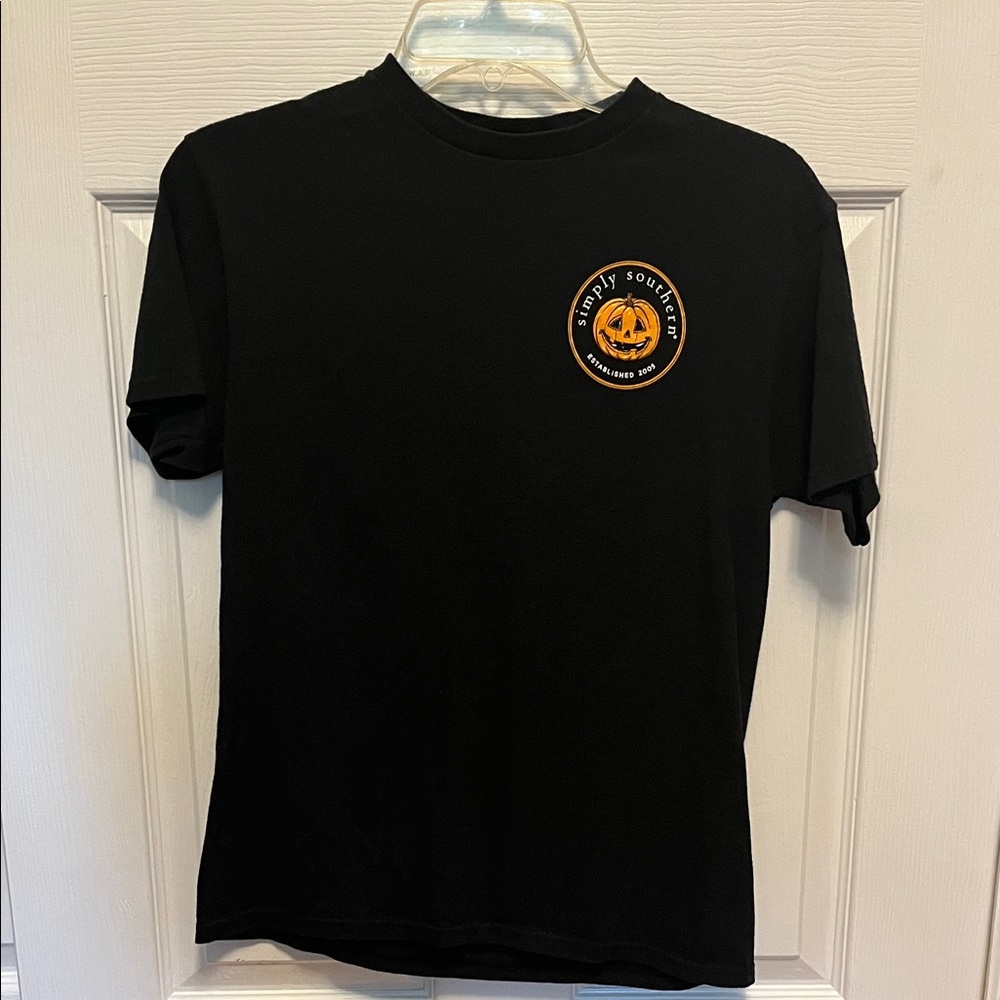 Simply Southern Halloween Black Tee with Pumpkin Patch Design Spooky Mini YL